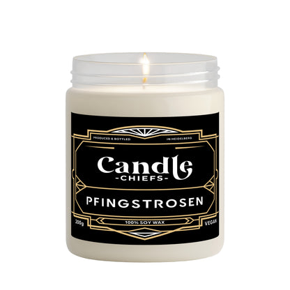 Geschenkset „Pfingstrosen“ – Duftkerze mit Fliese