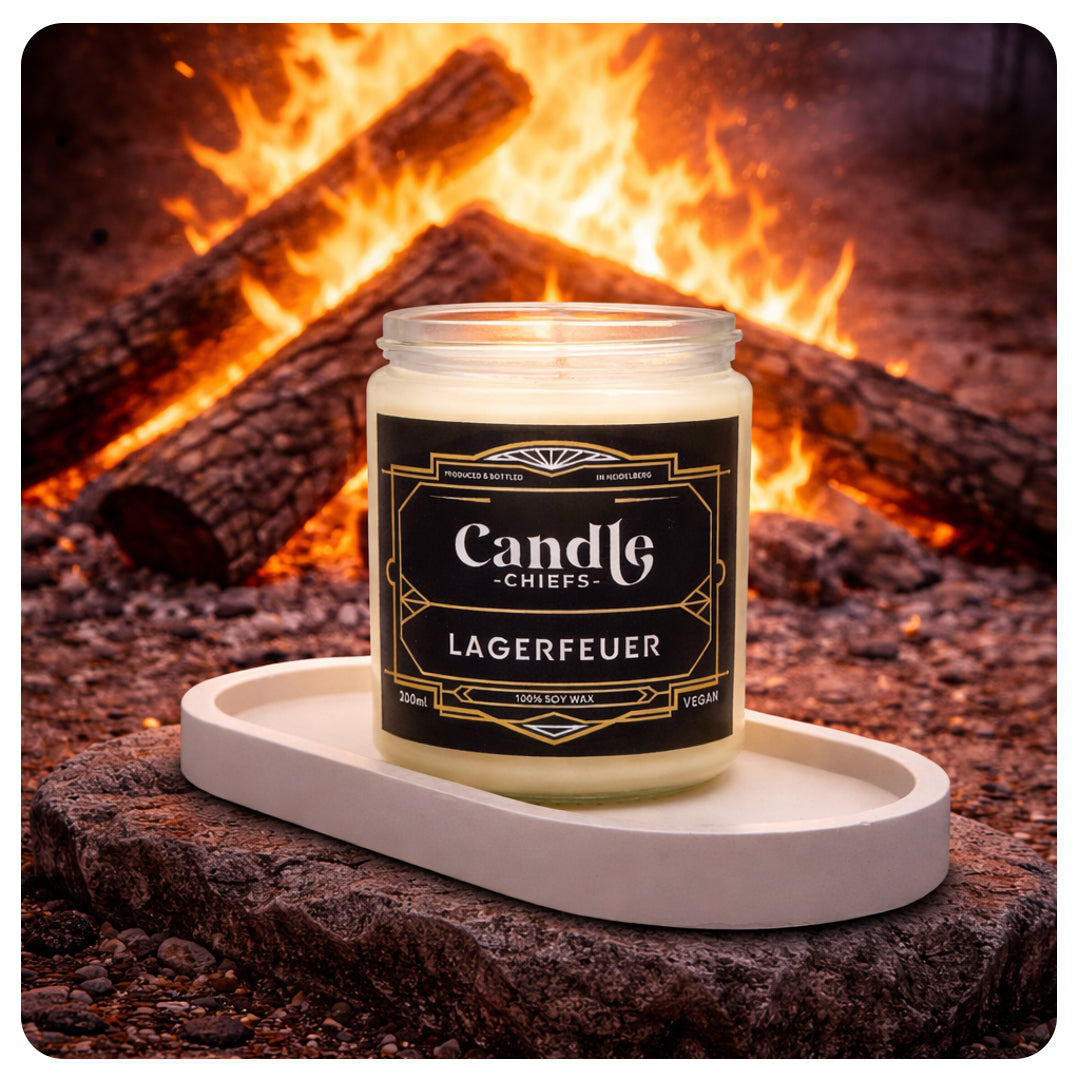 Geschenkset „Lagerfeuer“ – Duftkerze mit ovaler Schale