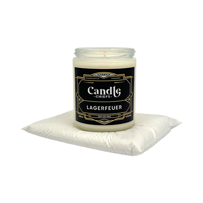 Geschenkset „Lagerfeuer“ – Duftkerze mit Kissen klein