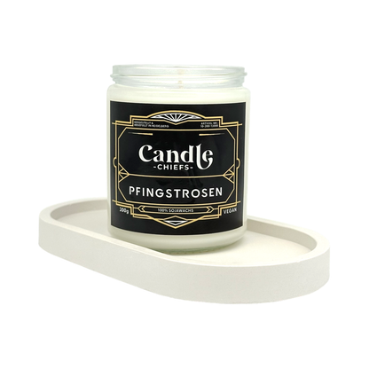 Geschenkset „Pfingstrosen“ – Duftkerze mit ovale Schale